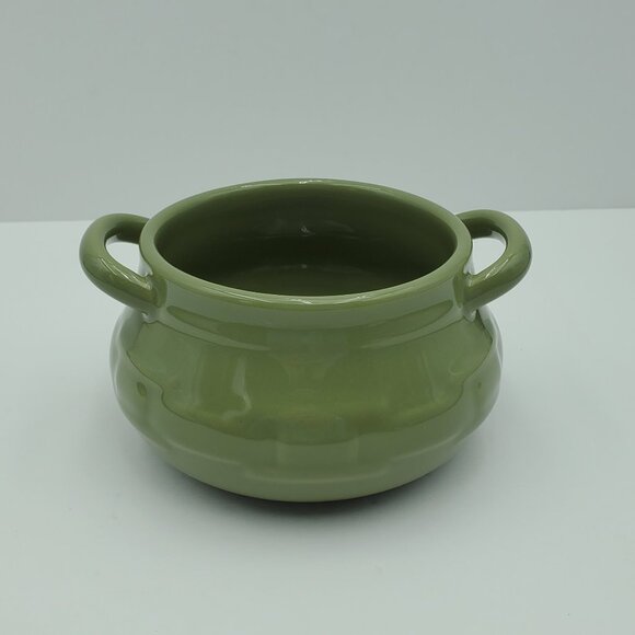 Longaberger Pottery Sage Green Individual Soup Tureen Handled Chili Chowder Bowl - Picture 1 of 8